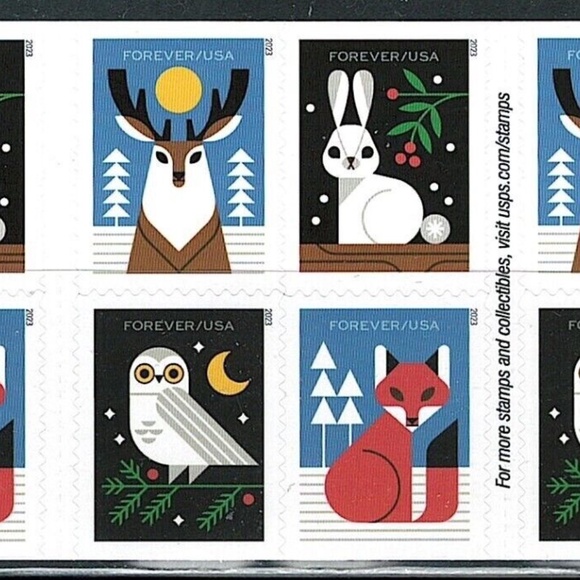 Mint US Winter Woodland Animals Booklet Pane of 20 - Picture 3 of 4